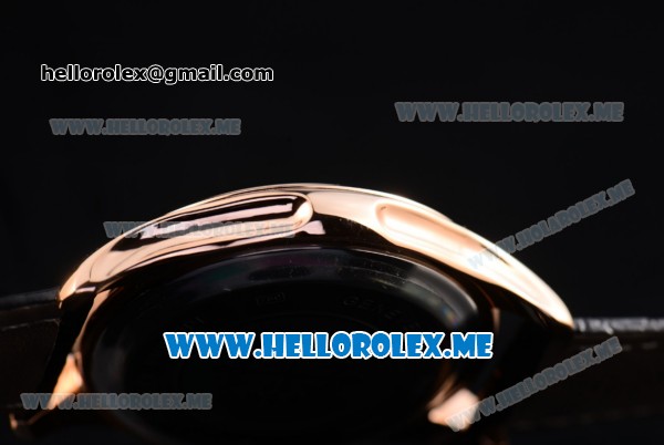 Patek Philippe Calatrava Miyota Quartz Rose Gold Case with Black Dial and Black Leather Strap Diamonds Markers - Click Image to Close